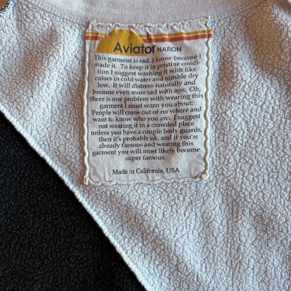 Aviator Nation Colorblock Black and White Unisex Crewneck Sweater ~ Size Large - Picture 5 of 8